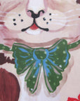 Avenida Home Bobtail Cat Cutting Board showing close up of kitty's bowtie