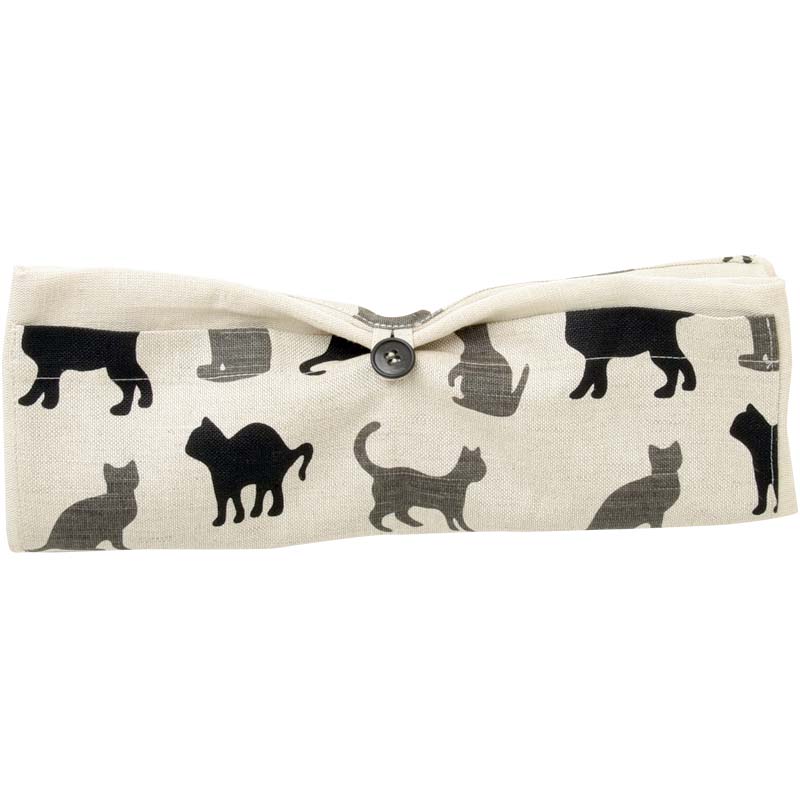 Sava Seasons Foldable Linen Shopper Tote – Natural Cats showing bag folded 