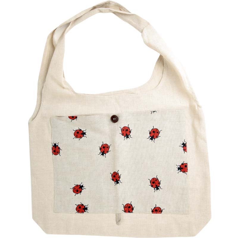 Sava Seasons Foldable Linen Shopper Tote – Ladybugs (1 pc)
