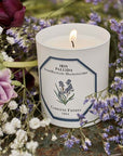 Carriere Freres Iris Candle surrounded by flowers