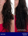 Augustinus Bader The Conditioner showing a before and after use of conditioner on dark hair