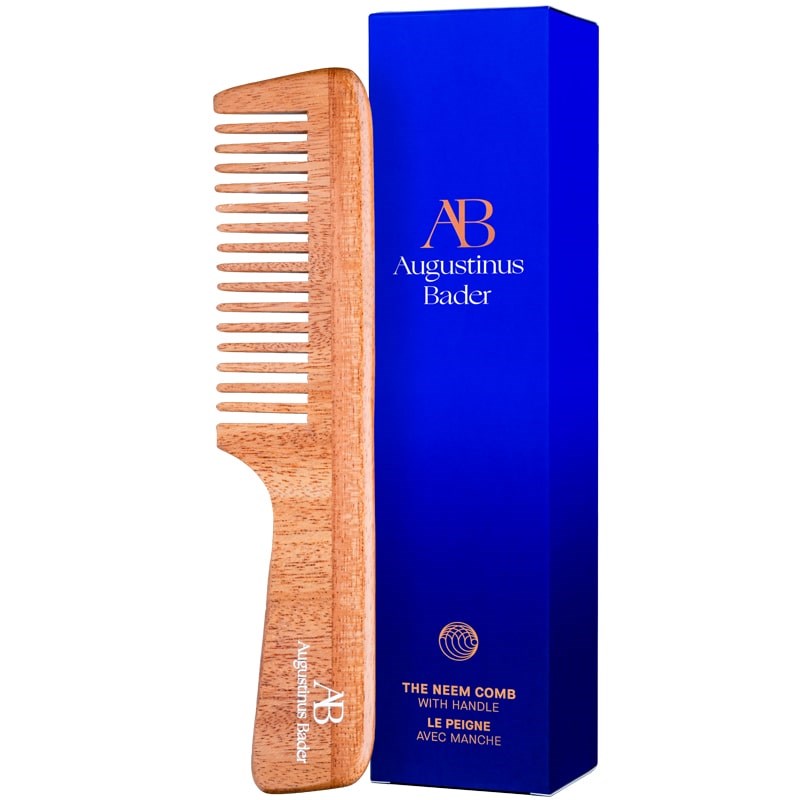 Augustinus Bader Neem Comb With Handle showing with blue packaging