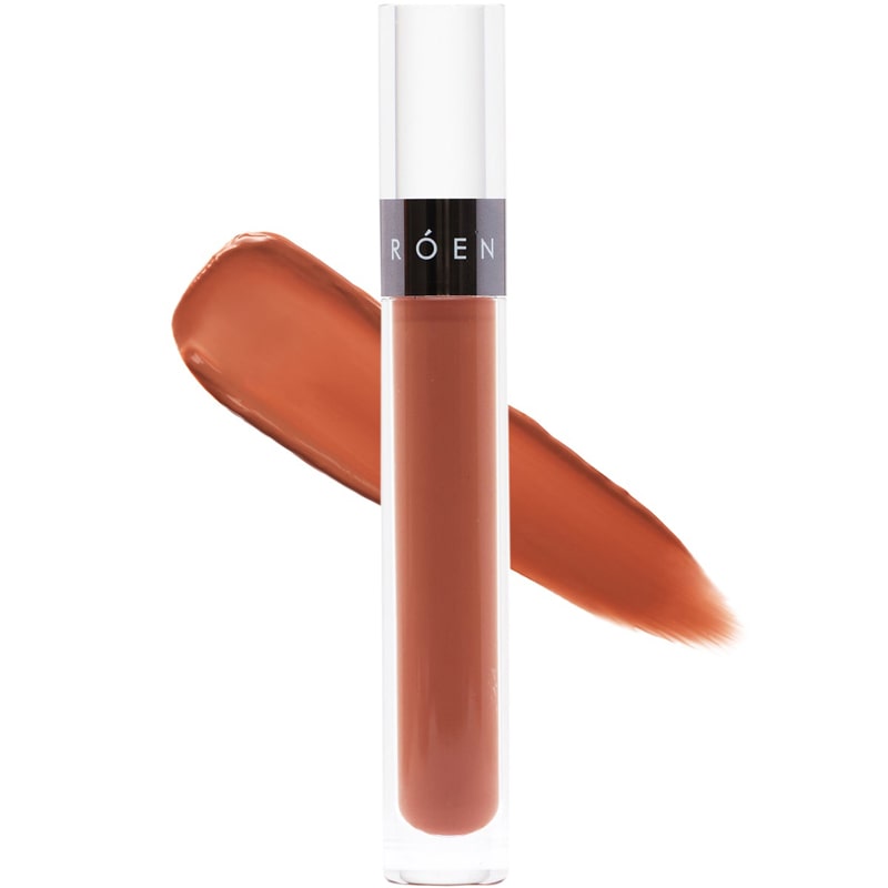 Roen Beauty Kiss My Liquid Lip Balm - Lola (3 ml) with smear in the background