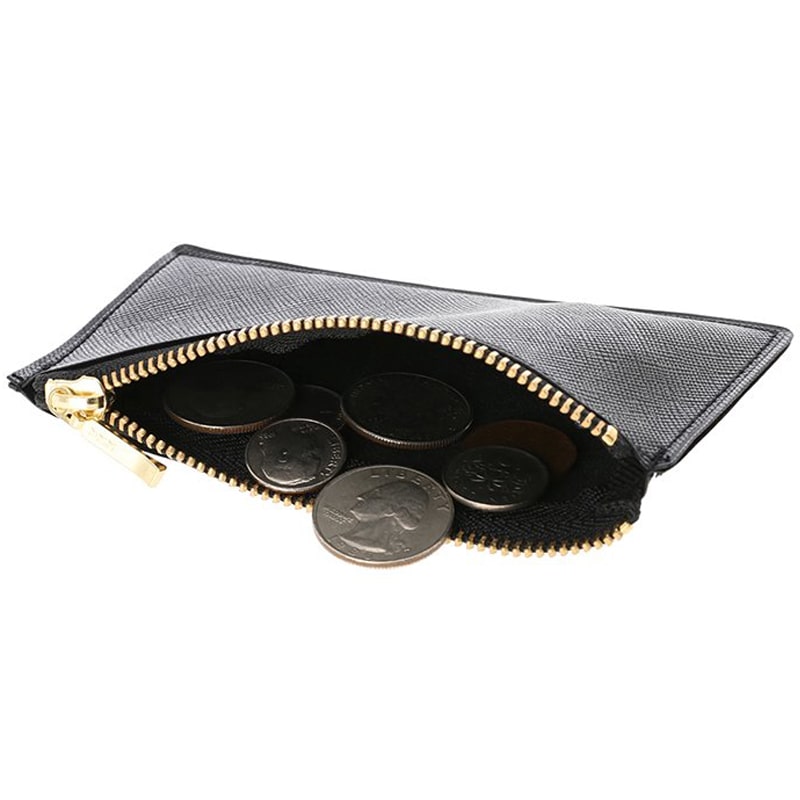 Delfonics Quitterie Zip Card Case – Black - Product shown with zipper open