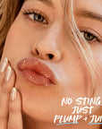 Kosas Cosmetics Plump & Juicy Lip Collagen Booster showing on model