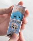 Marvling Bros Ltd Wool Felt Elephant Spirit Animal In A Matchbox showing open box in model's hands for size perspective