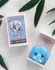 Marvling Bros Ltd Wool Felt Elephant Spirit Animal In A Matchbox showing open box beauty shot