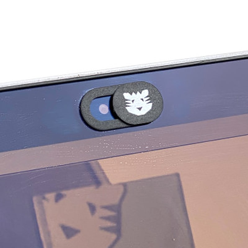 Papier Tigre Cache Webcam Cover shown attached to a phone
