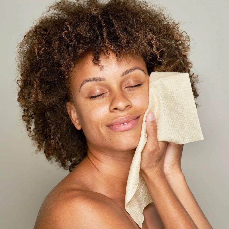 Clean Skin Club Clean Towels XL Bamboo shown in use by model