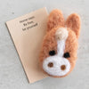 Marvling Bros Ltd Wool Felt Horse Spirit Animal In A Matchbox - Close up of horse and enclosed card