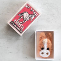 Marvling Bros Ltd Wool Felt Horse Spirit Animal In A Matchbox - Open box