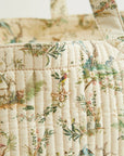 Fable England Toile de Jouy Quilted Tote - Closeup of product pattern