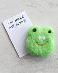 Marvling Bros Ltd Toadally Awesome Wool Felt Frog In A Matchbox showing included card and frog head