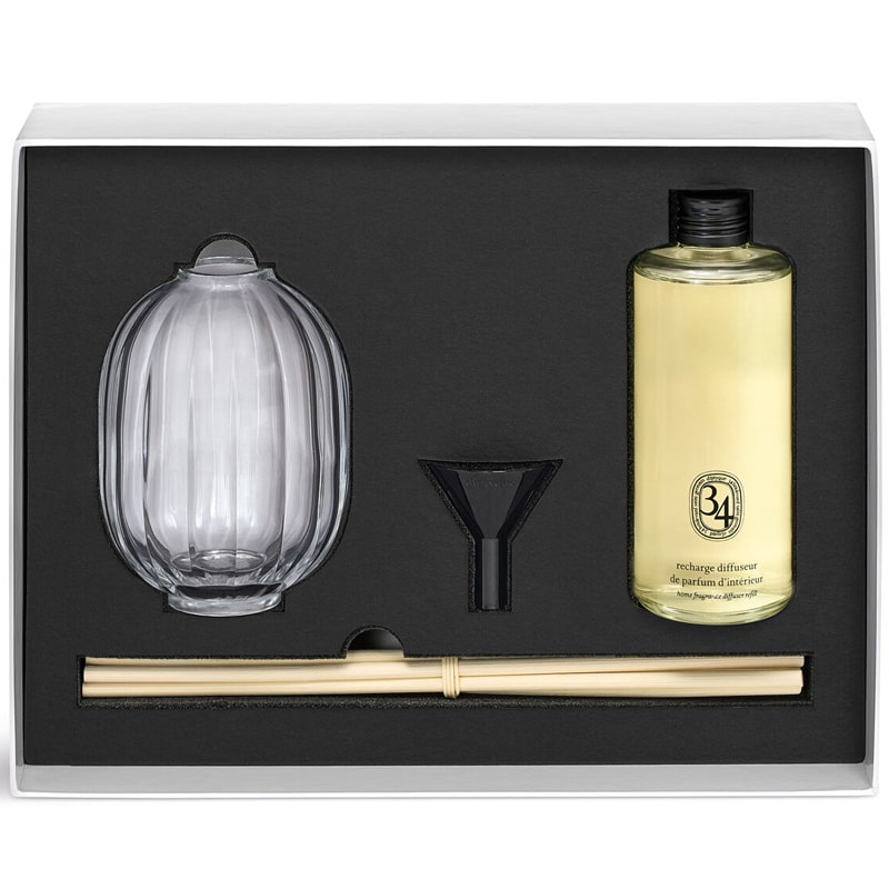Diptyque 34 Boulevard Saint Germain Reed Diffuser - showing open box with all contents