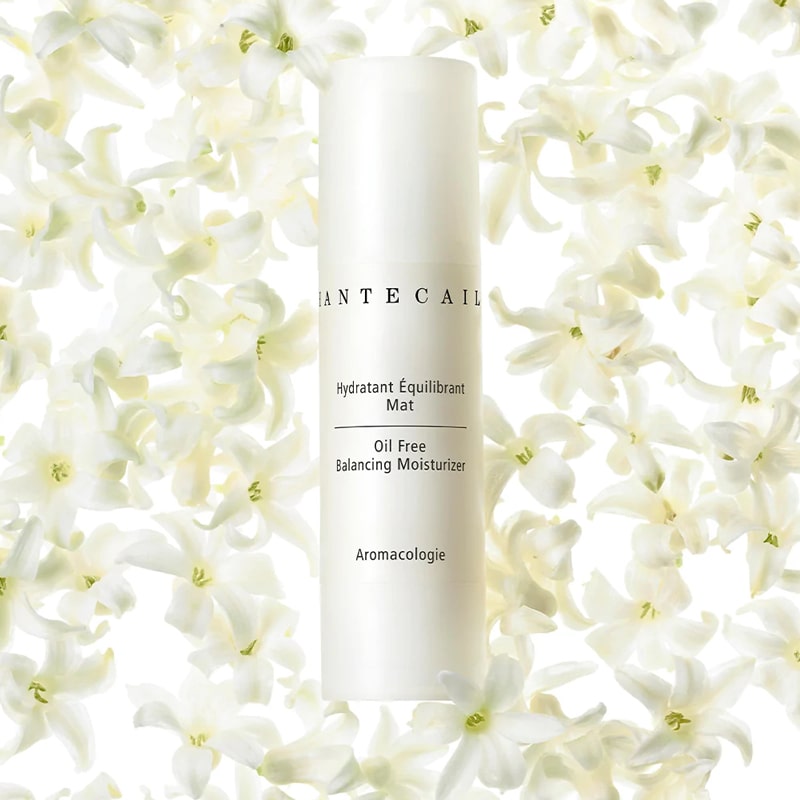 Chantecaille Oil Free Balancing Moisturizer - Product shown surrounded by flowers