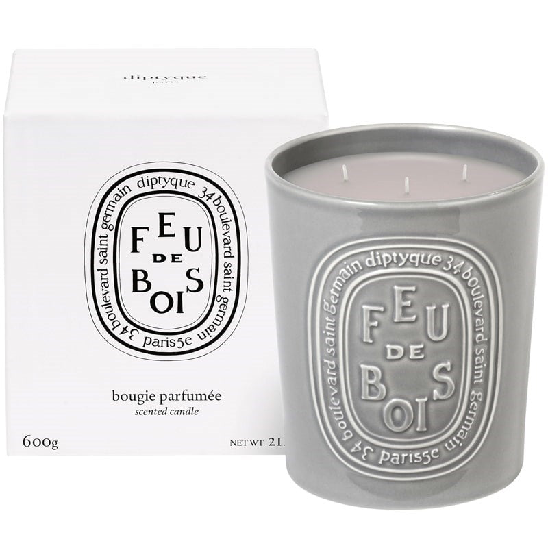 Diptyque Feu De Bois Candle - Product shown next to box