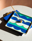 Octaevo Ceramic Riviera Tray shown with an incense burner on it (not included)