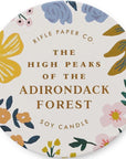 Rifle Paper Co. The High Peaks of the Adirondack Forest Candle Tin - Closeup of lid