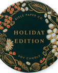Rifle Paper Co. Holiday Edition Candle Tin - Closeup of lid
