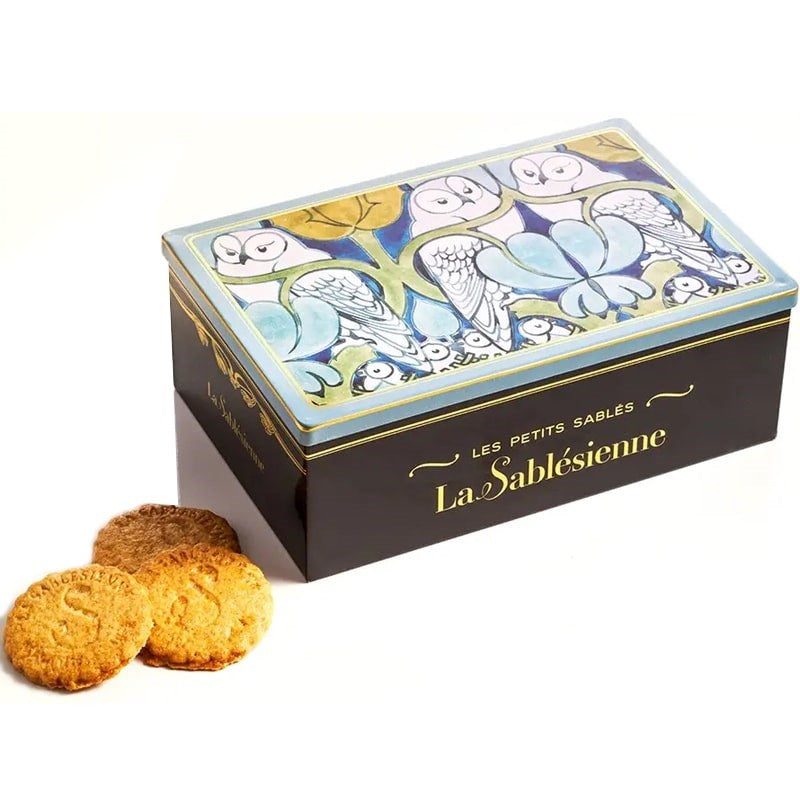 La Sablesienne “Voysey’s Owls” Tin Box – Shortbread Cookies (250 g) 