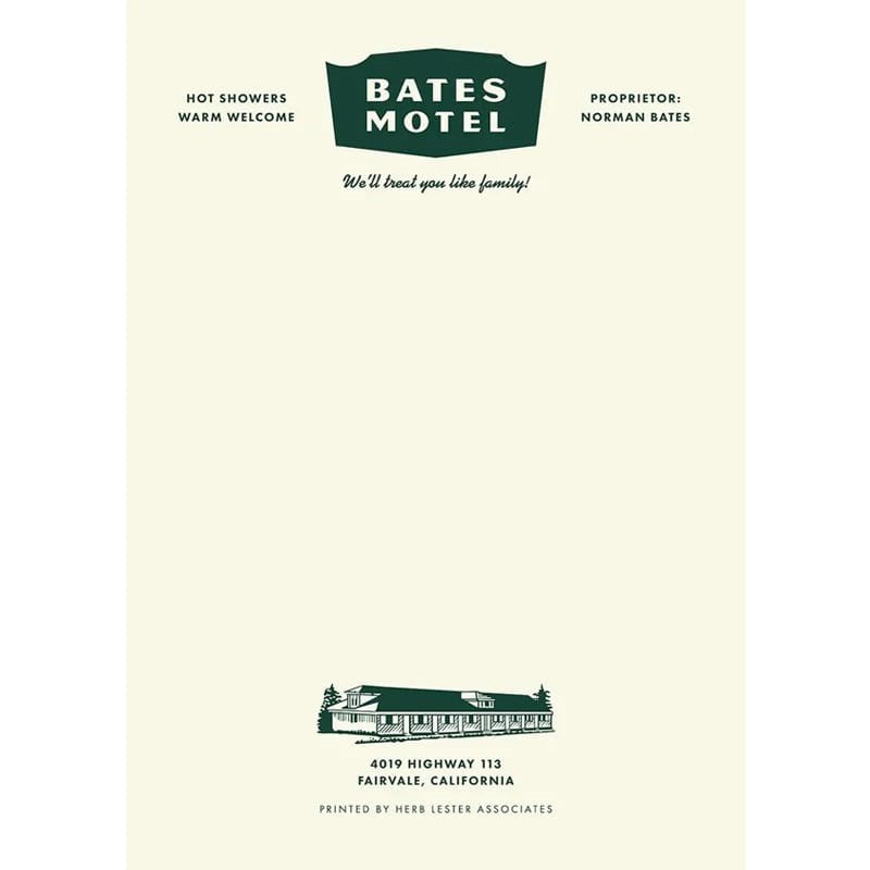Herb Lester Associates Fictional Hotel Notepad Set - Bates Motel (3 pcs)