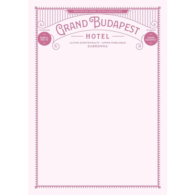 Herb Lester Associates Fictional Hotel Notepad Set - Grand Budapest Hotel