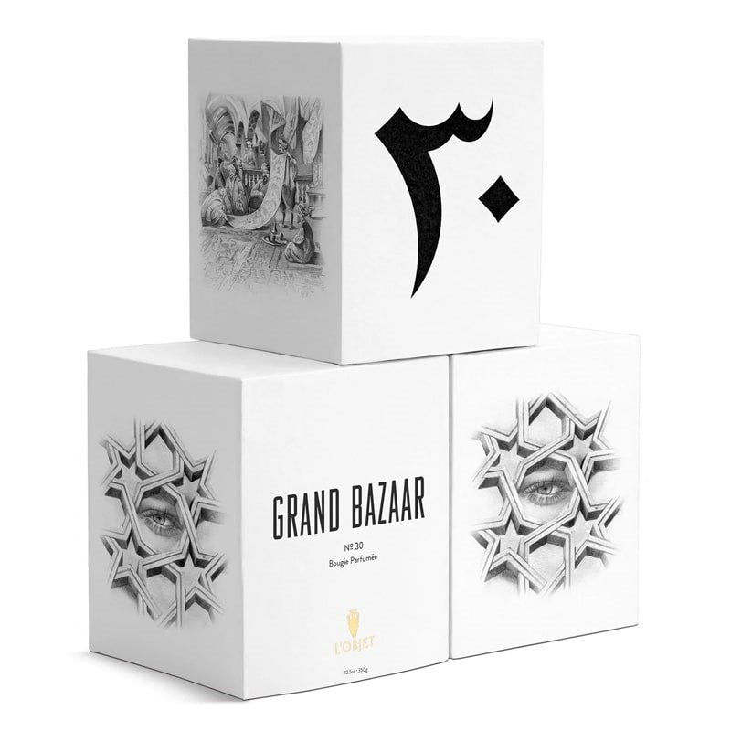 L&#39;Objet Grand Bazaar No. 30 Candle - Product boxes displayed