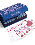 L'Objet Haas Playing Cards - Blue - Product shown open next cards