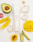 Innersense Organic Beauty Serenity Smoothing Cream - Product displayed with fruit and flowers