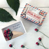 Marvling Bros Ltd Special Delivery Picked You Mini Bouquet in a Matchbox - Product shown with lid off 