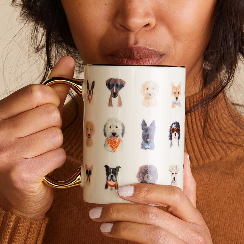 Rifle Paper Co. Porcelain Mug – Hot Dogs - Product shown in models hands