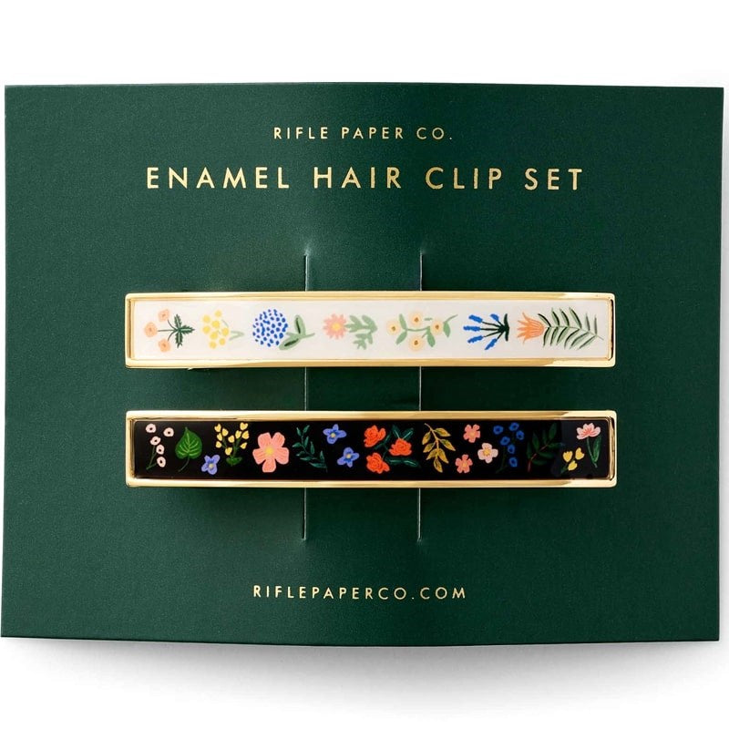 Rifle Paper Co. Menagerie Garden Enamel Hair Clips - Products displayed in packaging