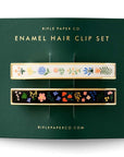 Rifle Paper Co. Menagerie Garden Enamel Hair Clips - Products displayed in packaging