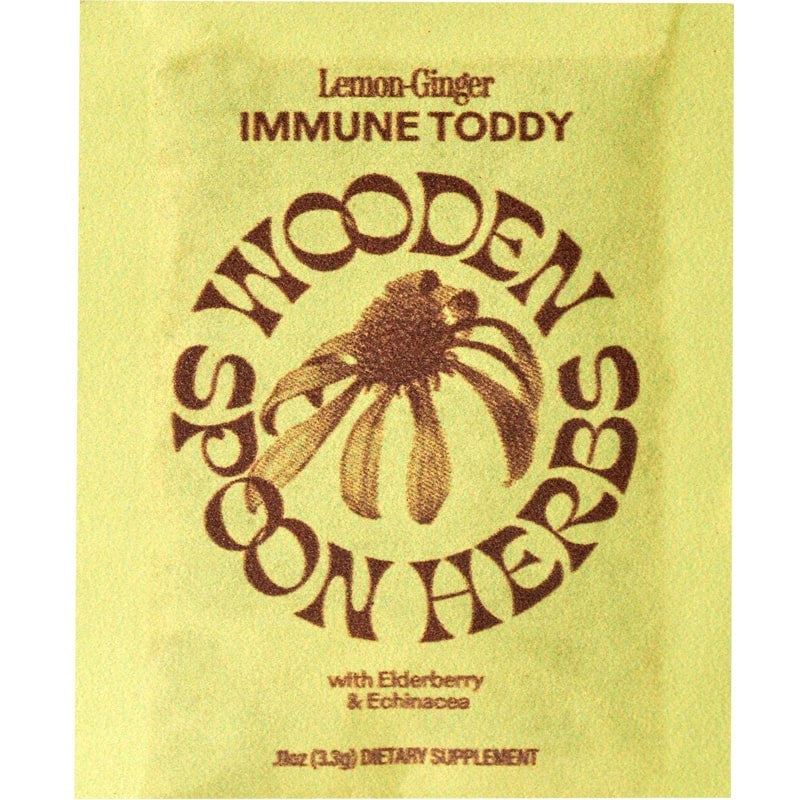 Wooden Spoon Herbs Lemon Ginger Immune Toddy Sachets - Closeup of product