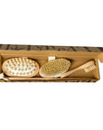 Sava Seasons Bamboo Body & Face Dry Brushing Set - Products displayed in box