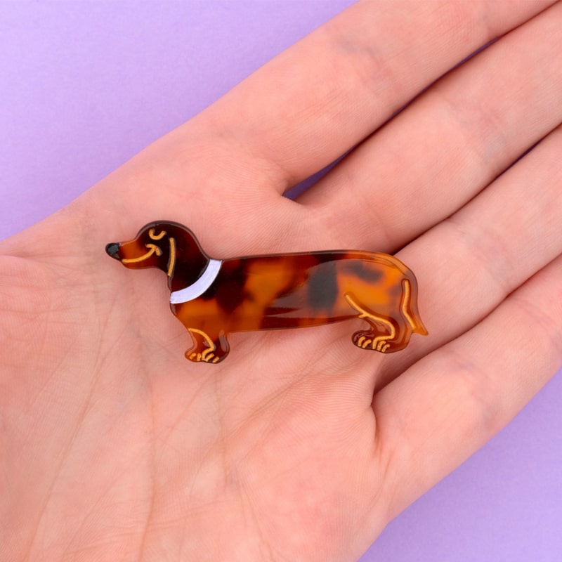 Coucou Suzette Dachshund Hair Clip - Product shown in models hand