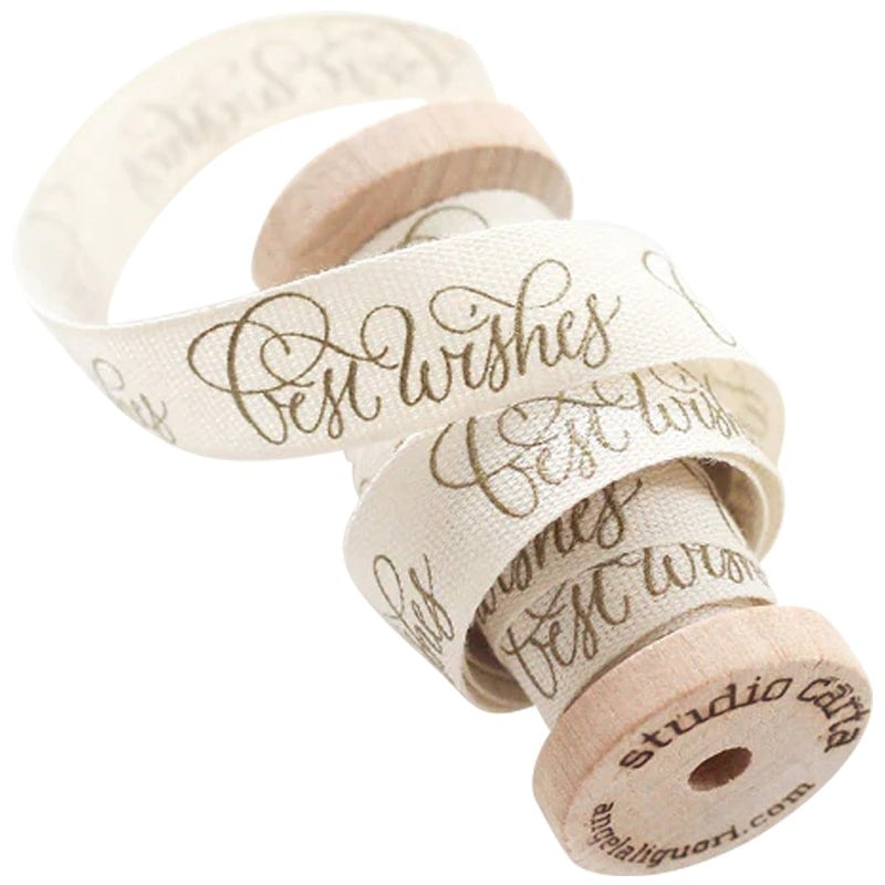 Studio Carta Best Wishes Calligraphy Ribbon (5/8&quot; x 2 yrds)