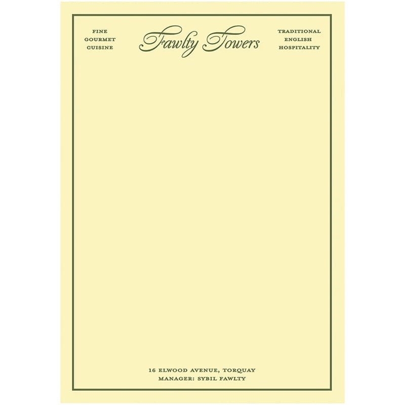 Herb Lester Associates Fictional Hotel Notepad Fawlty Towers