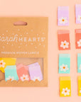 Sarah Hearts Sewing Woven Clothing Label Tags – Daisy Multipack - Product shown next to packaging