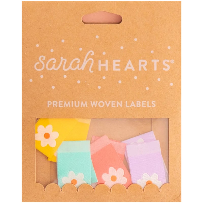 Sarah Hearts Sewing Woven Clothing Label Tags – Daisy Multipack (8 pcs)