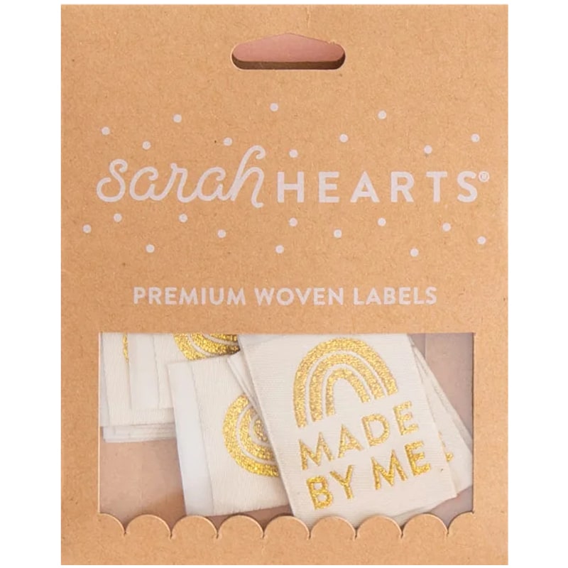 Sarah Hearts Gold Sewing Woven Clothing Label Tags – Made by me (8 pcs)
