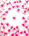 Sarah Hearts Sewing Woven Clothing Label Tags – Pink Heart - Product displayed on table