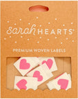 Sarah Hearts Sewing Woven Clothing Label Tags – Pink Heart (8 pcs)