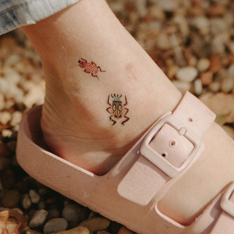 Idlewild Co Entomologist Temporary Tattoos - Product shown on models ankle.