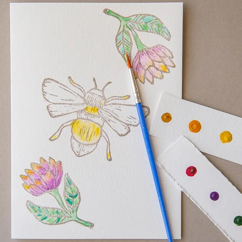 Ashes &amp; Arbor Bees &amp; Flowers Watercolor Card Art Kit