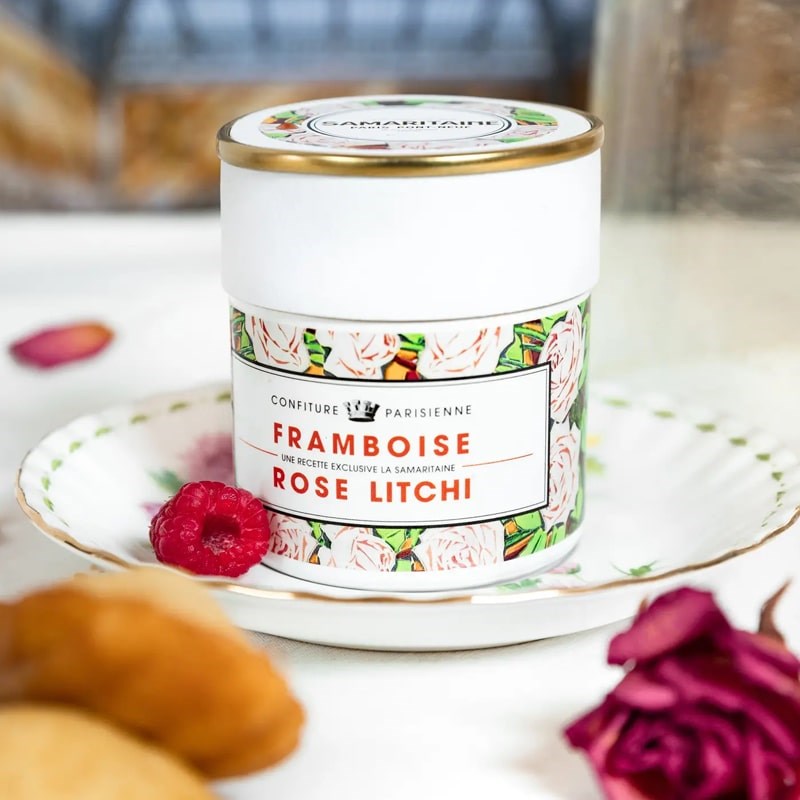 Confiture Parisienne Raspberry Rose Litchi x La Samaritaine - Product displayed on plate