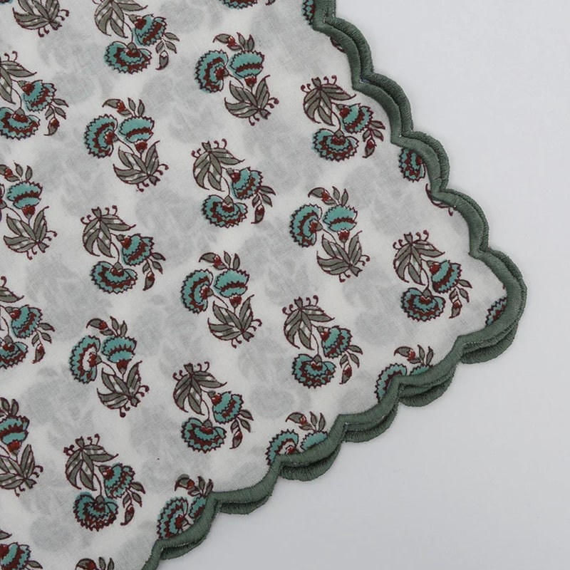 Cotton Print Club Small Booti Scalloped Napkin Set - Product displayed on white background