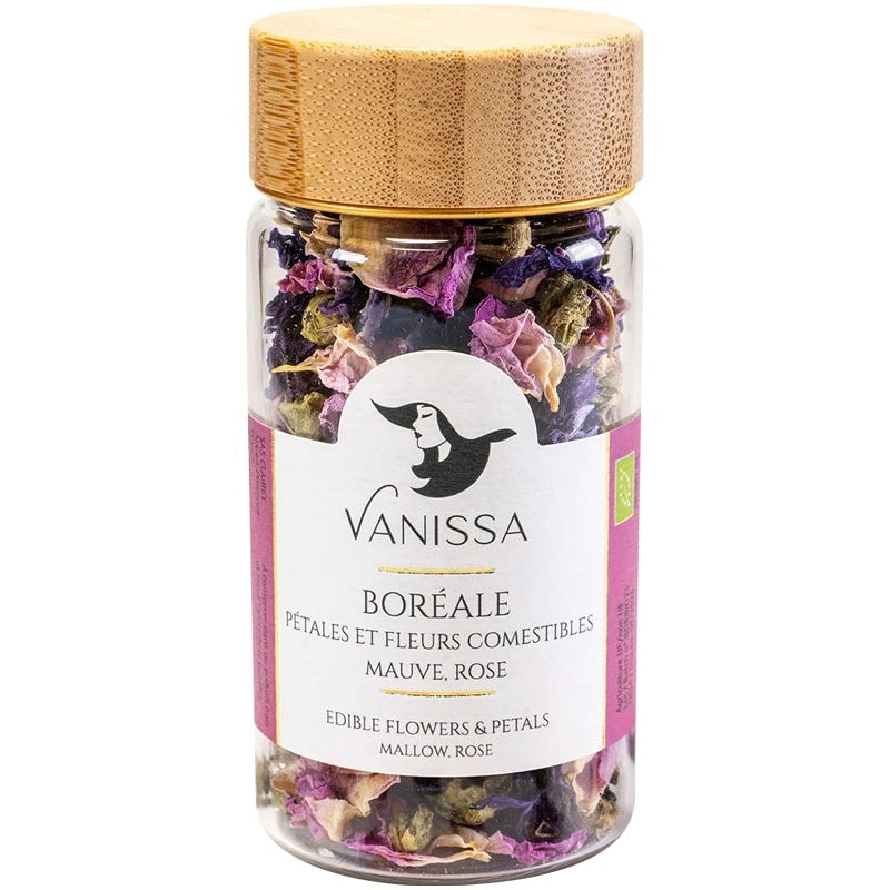 Vanissa “Boreal” Edible Flower Petals: Mallow, Rose (5 g)