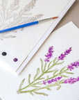 Ashes & Arbor Lavender Watercolor Card Art Kit - Product displayed with paint brush.