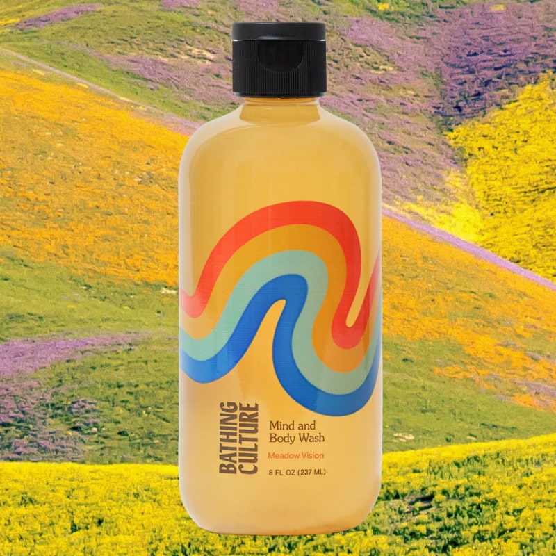 Bathing Culture Meadow Vision Mind and Body Wash (8 oz) with meadow in the background